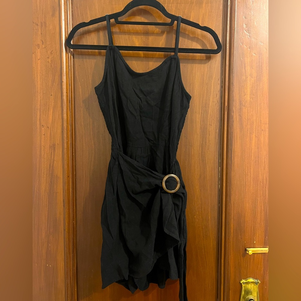 Romper with belt and ruched back